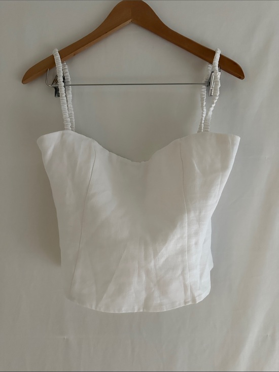Reformation Tops - REFORMATION Women's White Sweetheart Linen-Crop Top